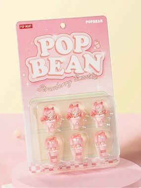 NWT Pop Mart Pop Bean Strawberry Smoothie Series 6-Pack